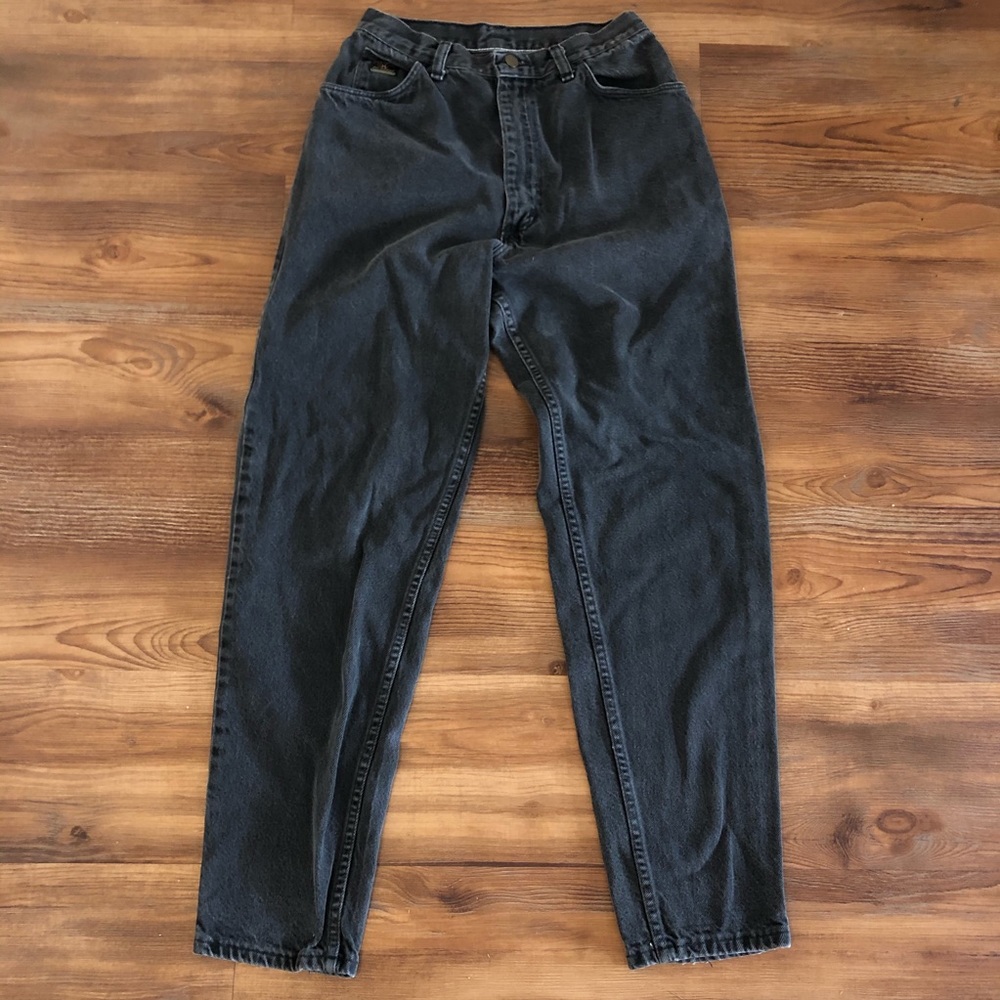Vintage, high rise, black denim jeans